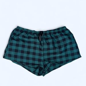 Women's Teal Plaid Athletic Shorts